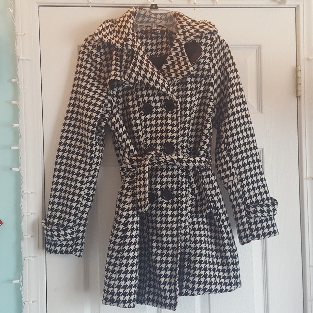 Herringbone Tie Front Pea Coat